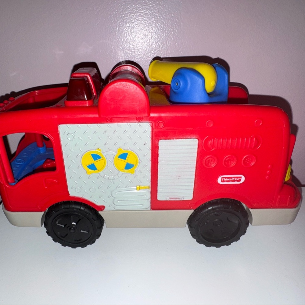 Fisher-Price Red Kids Fire Truck Toy with Playable Details little people